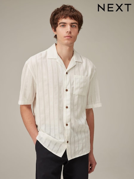 Alb - Textured Seersucker Short Sleeve Shirt (680971) | 139 LEI