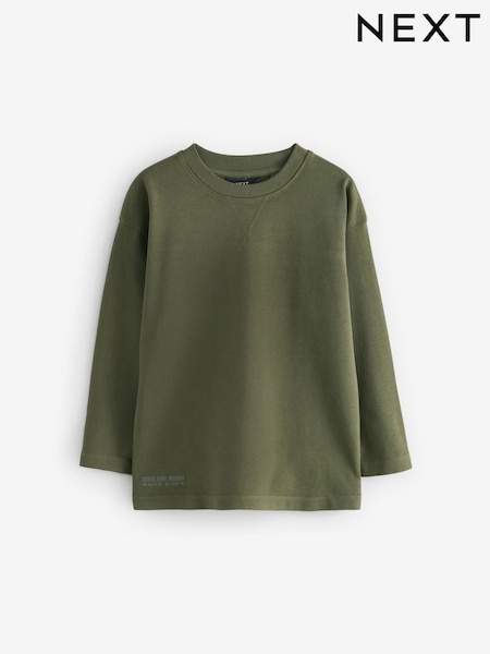 Khaki Green Long Sleeve Heavyweight Washed T-Shirt (3-16yrs) (681740) | €14 - €18