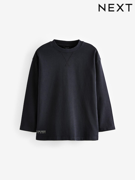 Black Long Sleeve Heavyweight Washed T-Shirt (3-16yrs) (681841) | €10 - €14