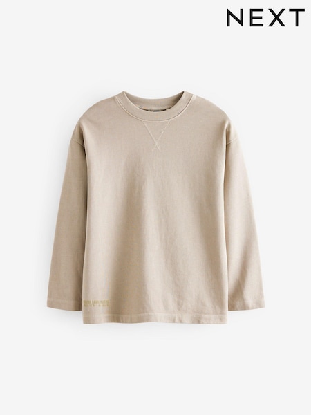 Natural Long Sleeve Heavyweight Washed T-Shirt (3-16yrs) (681850) | €14 - €18