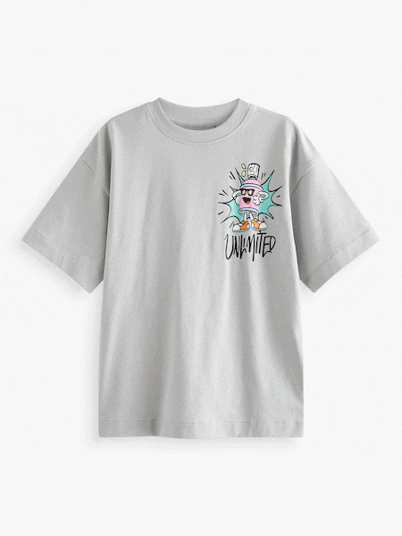 Grey Graffiti Back Print Relaxed Fit Short Sleeve Graphic Print T-Shirt (3-16yrs) (681935) | 31 QAR - 41 QAR