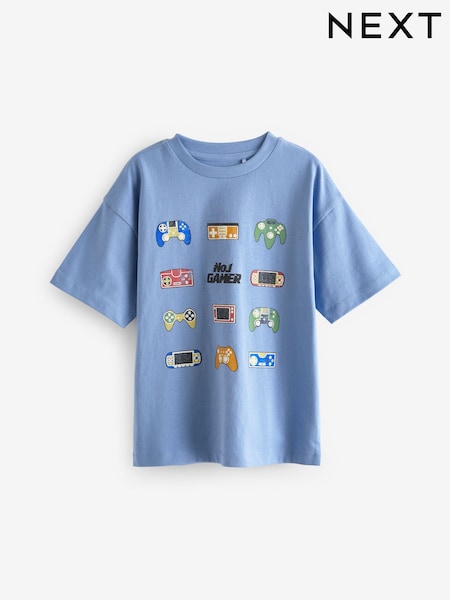 Blue Controller Relaxed Fit Short Sleeve Graphic T-Shirt (3-16yrs) (681978) | 21 QAR - 31 QAR
