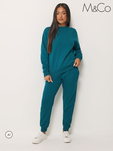 그린 - M&co Petite Sweat Top & Cuffed Leg Joggers Set