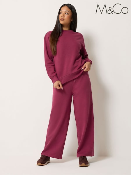 Rojo - M&co Petite Sweat Top & Wide Leg Joggers Set