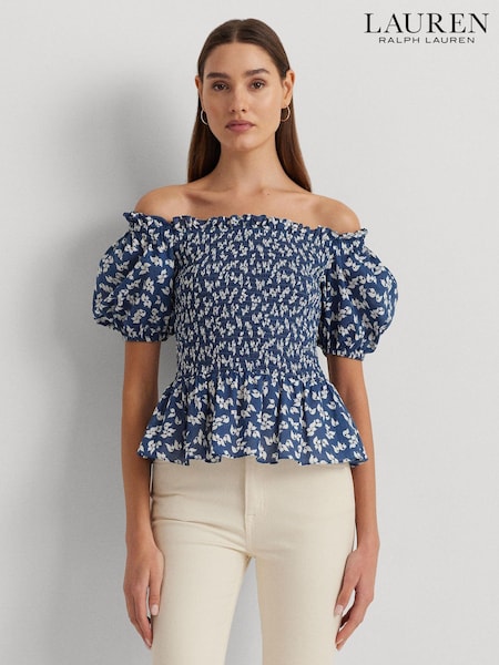 Lauren Ralph Lauren Floral Print Bierbrin Puff Sleeve Off-Shoulder Blouse (682995) | €46