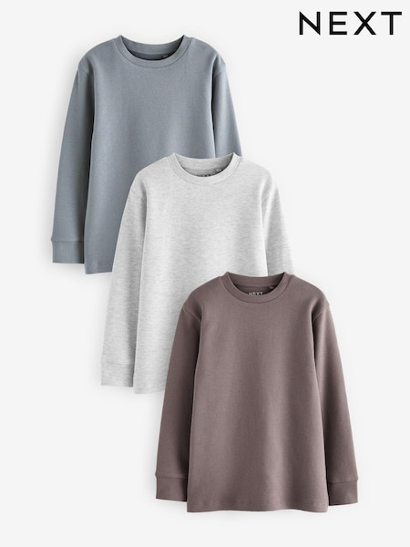 Grau/ Mauve/ Blau - Textured Long Sleeve T-Shirts 3 Pack (3-16yrs) (683144) | 24 € - 30 €