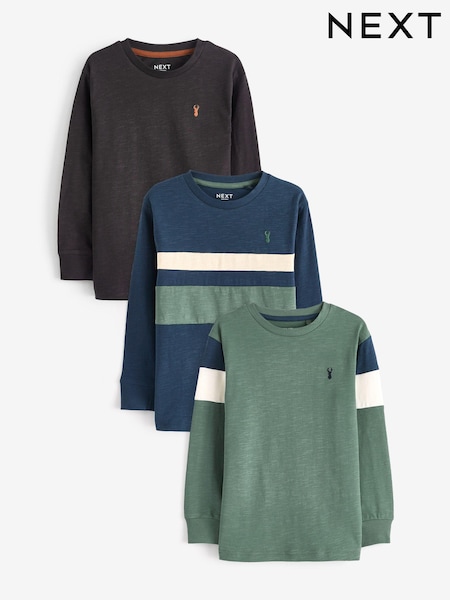 Azul marino/verde - Colourblock Long Sleeve T-Shirts 3 Pack (3-16yrs) (683153) | 30 € - 39 €