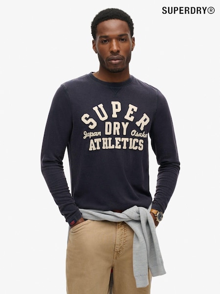 Superdry Eclipse Navy 100% Cotton Vintage Athletic Chest Long Sleeve T-Shirt (683279) | €68