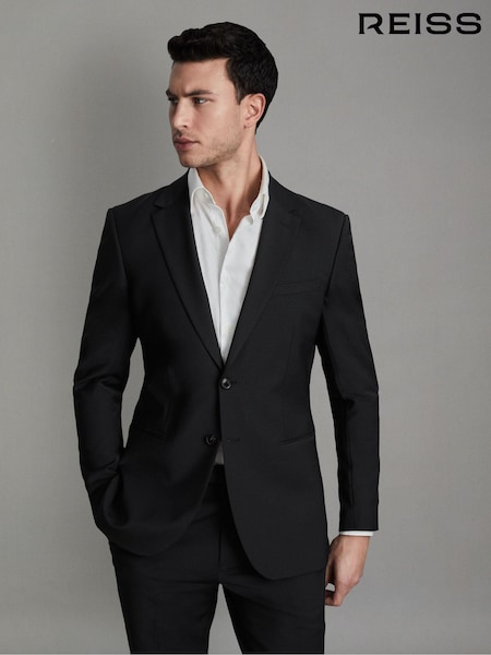 Reiss Black Hope Slim-Fit Wool-Blend Single-Breasted Suit Blazer (683428) | 1,970 QAR