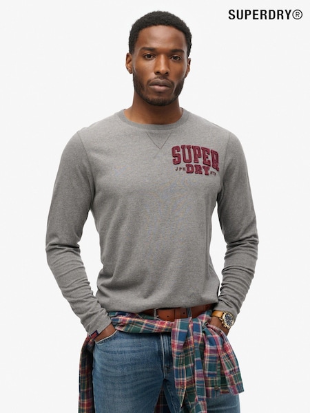 Superdry Grey 100% Cotton Vintage Athletic Chest Long Sleeve T-Shirt (683510) | €68