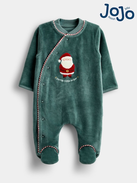 Green Santa - Jojo Maman Bébé Embroidered All-in-one
