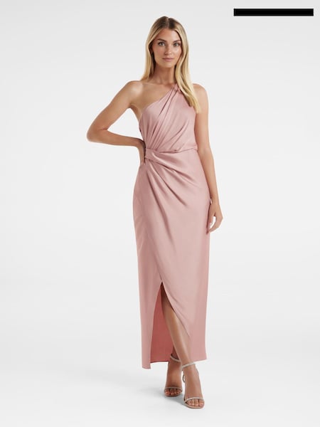 Розовый - Forever New Melissa One Shoulder Satin Dress (684068) | €36