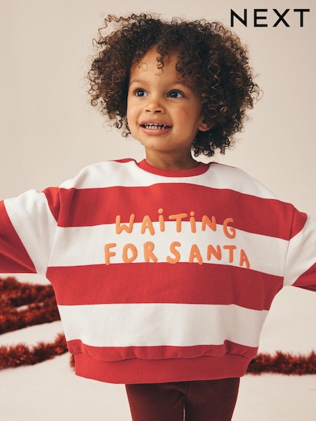 Red Stripe Santa - Crew Neck Sweatshirt (3mths-7yrs)