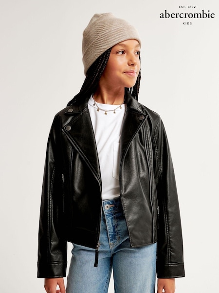 Abercrombie & Fitch Black Faux Leather Biker Jacket (684152) | €35
