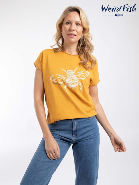 צהוב - Weird Fish Fern Bee Front Print Graphic T-shirt