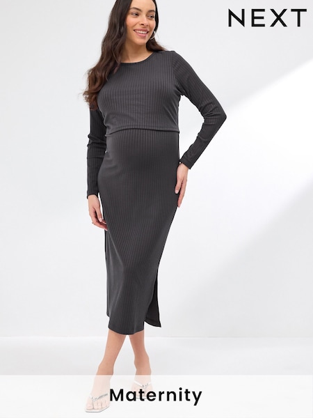Charchol Black Maternity Nursing Long Sleeve Dress (684295) | €13