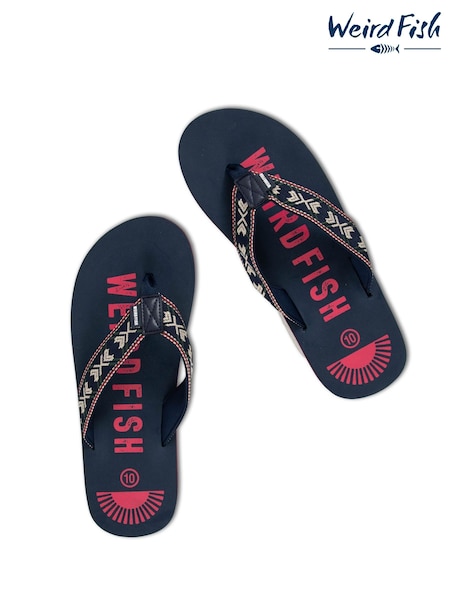 Blue - Regular Weird Fish Hamdon Jacquard Flip Flops