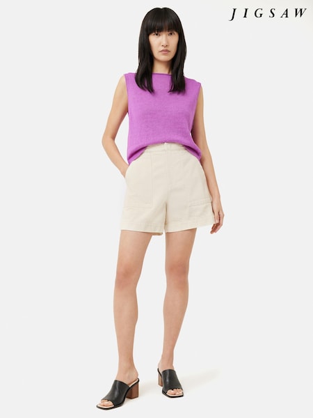 Jigsaw Cream 100% Cotton Patch Pocket Shorts (684652) | AED189