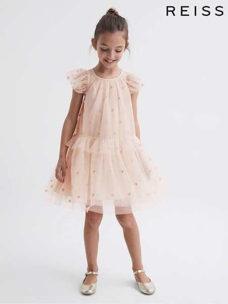 Reiss Pale Pink Fifi 4-9 yrs Tulle Embroidered Dress (6846J9) | €95