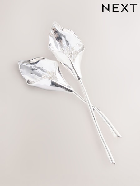 Silberfarben - Flower Stem Brooch
