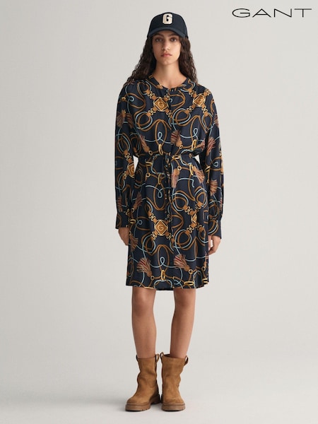 GANT Relaxed Fit Blue Rope Print Shirt Dress (685015) | €40