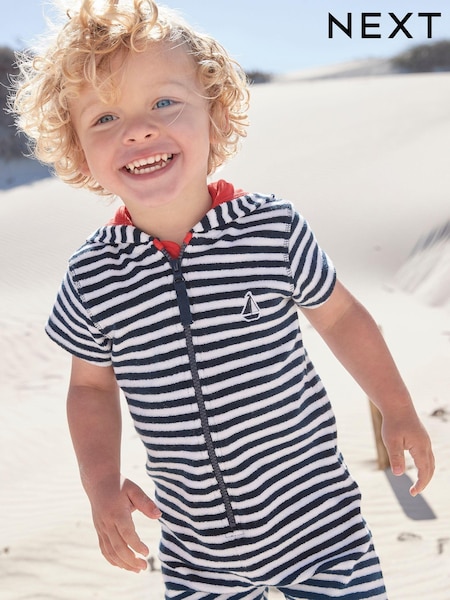 Navy Stripe Towelling All-In-One (3mths-7yrs) (685721) | €7.50 - €10