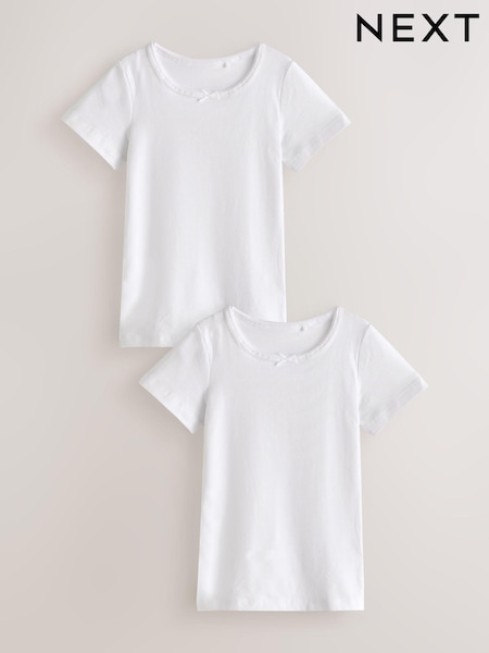 White Short Sleeve Vest Tops 2 Pack (1.5-12yrs) (686071) | AED26 - AED33