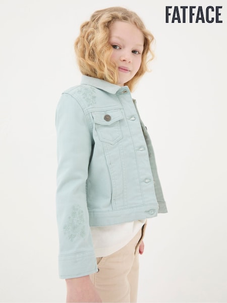 Green - Fatface Embroidered Denim Jacket