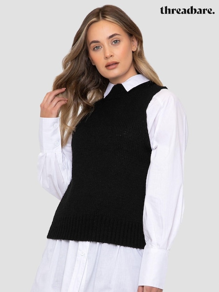 Negru - Threadbare Tricou la baza gâtului maiou cu bretele late (686407) | 114 LEI