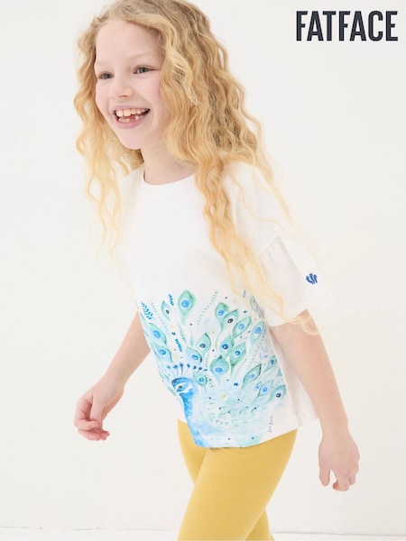 White - Fatface Peacock Graphic T-shirt