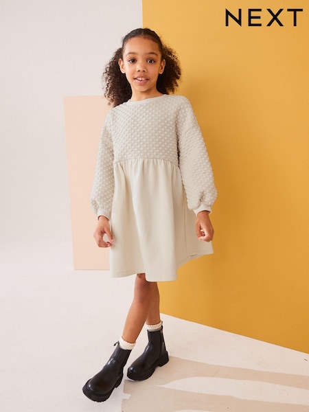 Cream Textured Jumper Dress (3-16yrs) (686570) | 51 QAR - 69 QAR