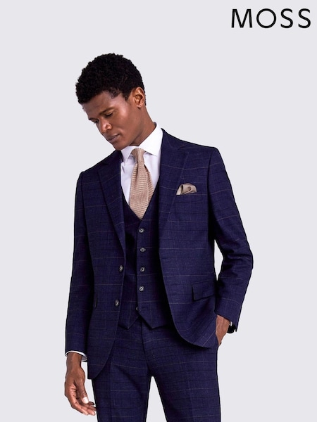 MOSS Blue Slim Check Suit (686726) | €228