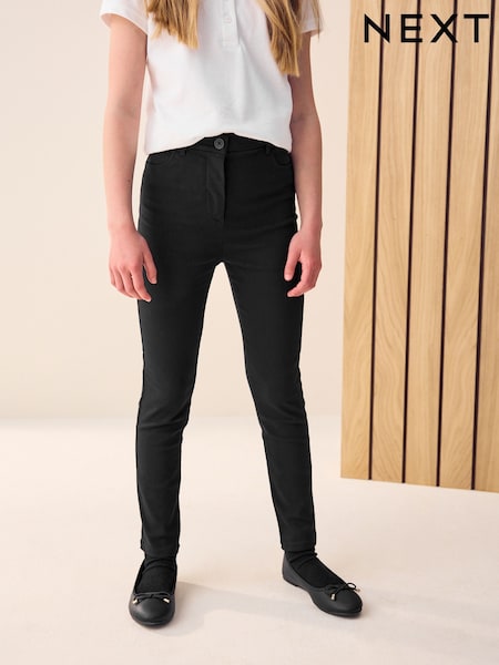 أسود داكن - Skinny Fit Stretch High Waist School Trousers (9-18yrs) (687000) | ‏60 ر.س.‏ - ‏95 ر.س.‏