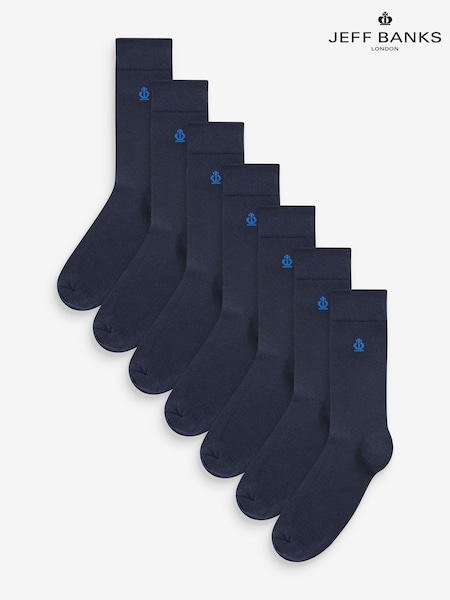 Синий - Jeff Banks Recycled Cotton Classsic Crown Logo Socks 7 Pack (687642) | €20