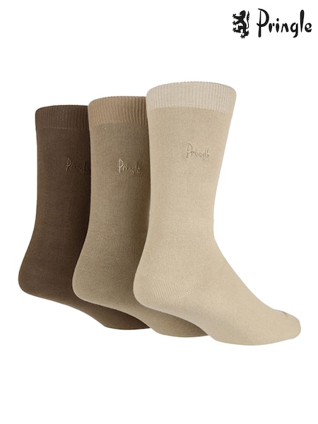 Pringle Brown Classic Plain Crew Socks 3 Pack (687836) | €8.50