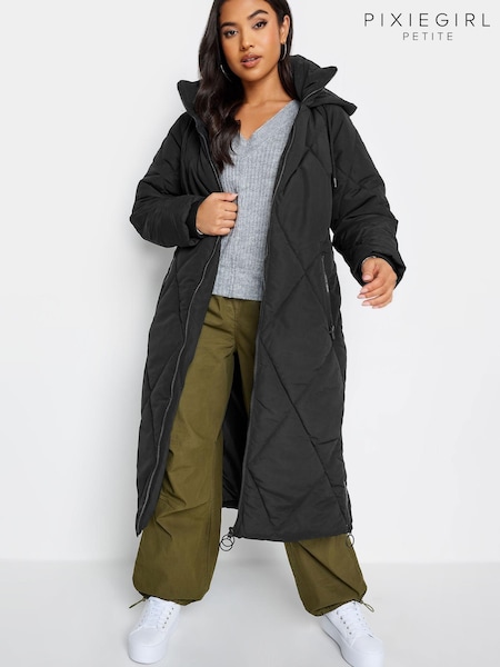 Black - PixieGirl Petite Diamond Puffer Coat (688121) | 322 LEI