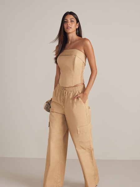 Camel Natural Wide Leg Cargo Trousers (689027) | €10