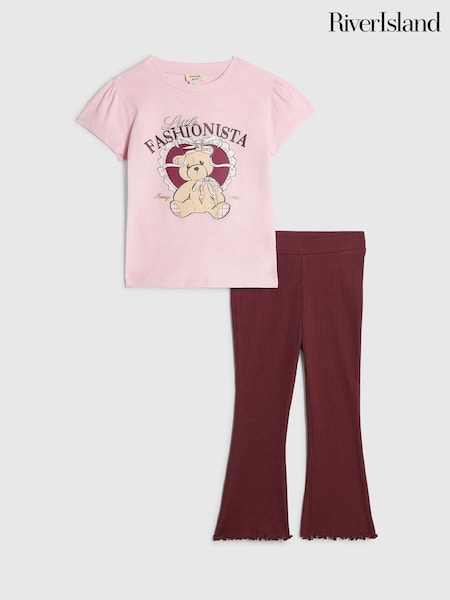 Pink - River Island Fashionista T-shirt & Leggings Set