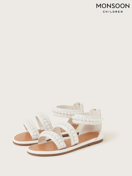 Monsoon White Pearly Strap Sandals (689365) | 74 QAR - 79 QAR