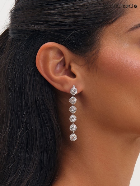 Silver Tone - Jon Richard Rhodium Plated Crystal Linear Drop Earrings
