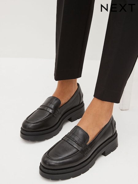 črna - Forever Comfort® Leather Chunky Loafers (689476) | € 25