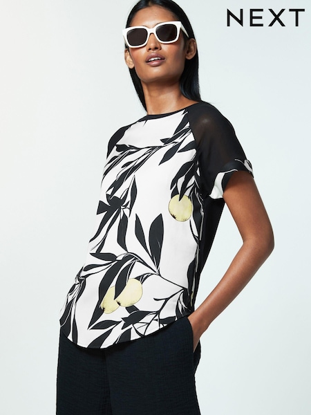 Schwarz/Cream - T-Shirt aus Mischgewebe mit Raglanärmeln (689507) | 7 €