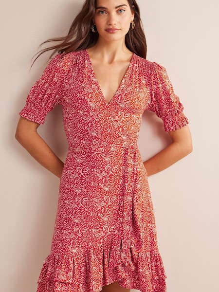 Красный - Boden Ruffle Wrap Jersey Mini Dress (689718) | €33