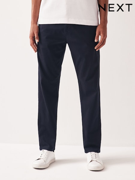 Navy Blue Straight Fit Stretch Chinos Trousers (690177) | €32