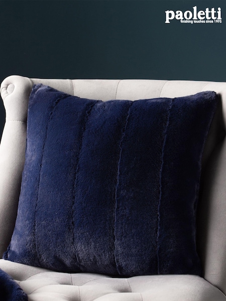 Riva Paoletti Navy Blue 45 x 45cm Empress Faux Fur Cushion (690334) | €20