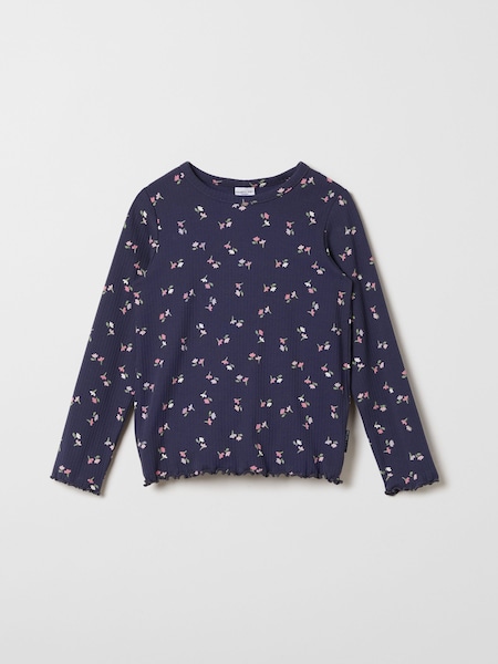 Albastru - Bluză Polarn O. Pyret din bumbac organic Striat Floral (690491) | 91 LEI