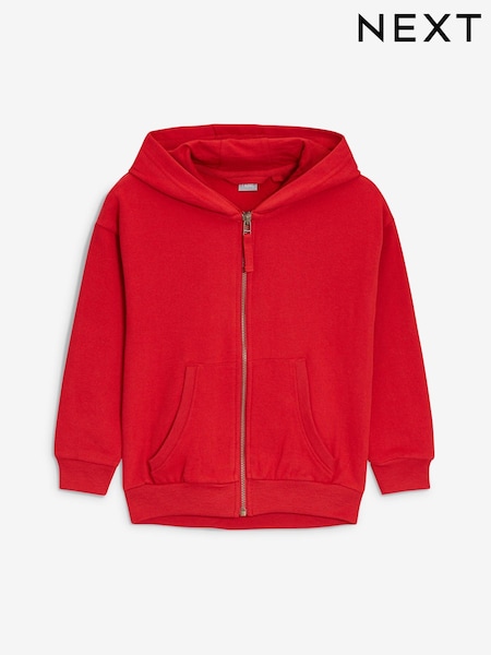 أحمر - Cotton Rich Zip Through Sports Hoodie (3-16yrs) (690948) | ‏72 ر.س.‏ - ‏101 ر.س.‏