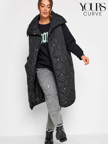 Yours Curve Black Funnel Neck Lightweight Gilet (690999) | €34