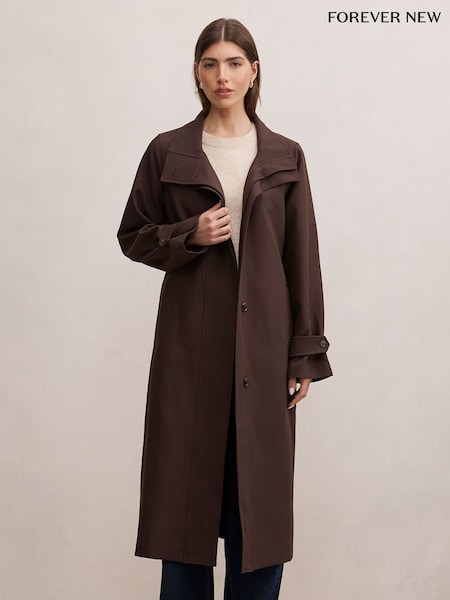 Brown - Forever New Florence Funnel Neck Trench Coat