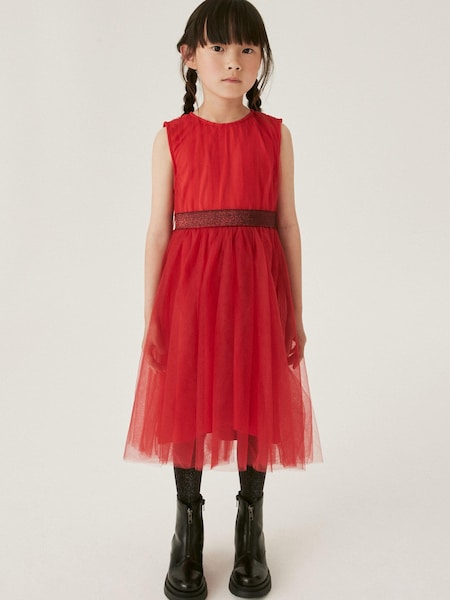 Красный - Mesh Tie Back Party Dress (3-16yrs) (691563) | €13 - €17